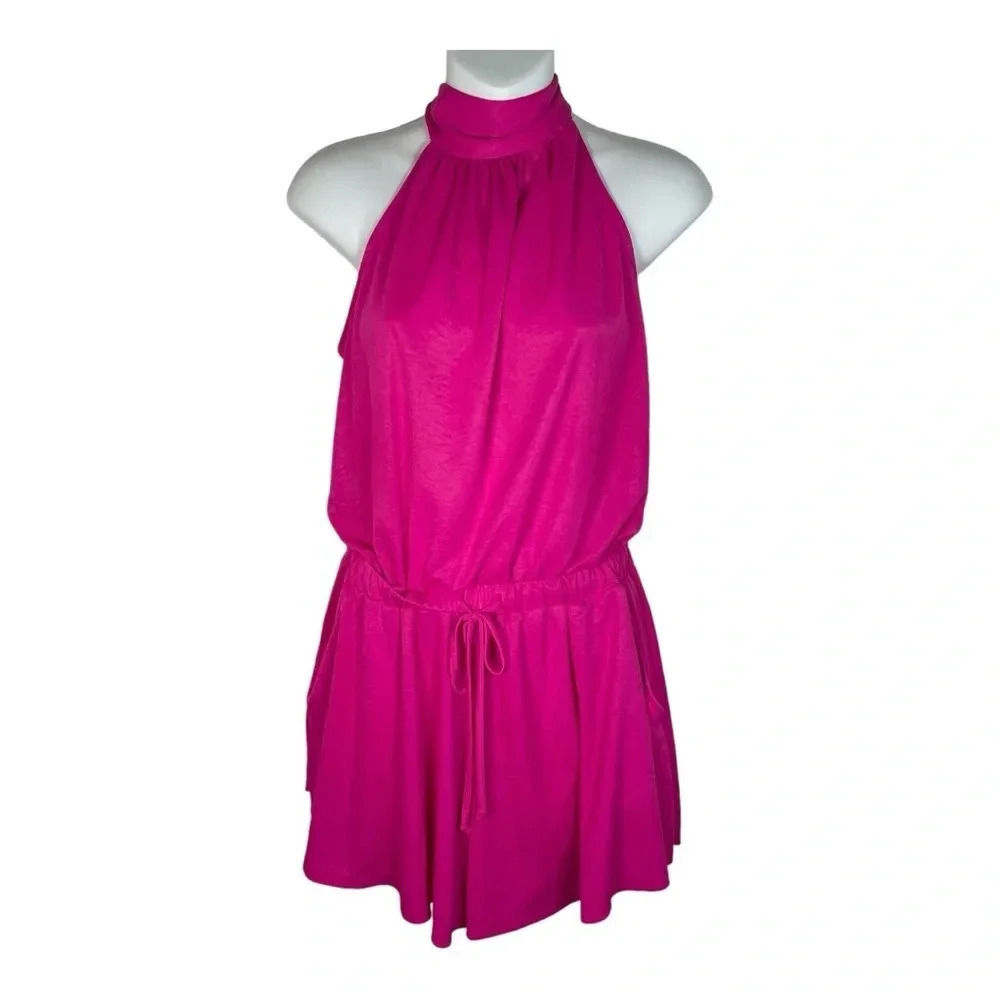 CHERISH HOT PINK HALTER NECK ROMPER SMALL